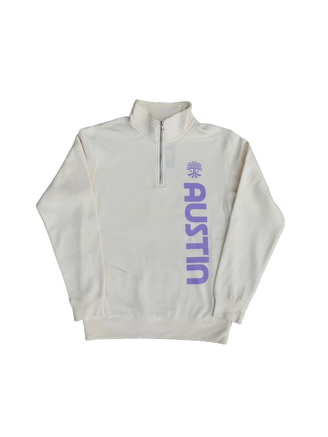 AUSTIN FC CREAM AND LAVENDER WORDMARK QUARTER ZIP